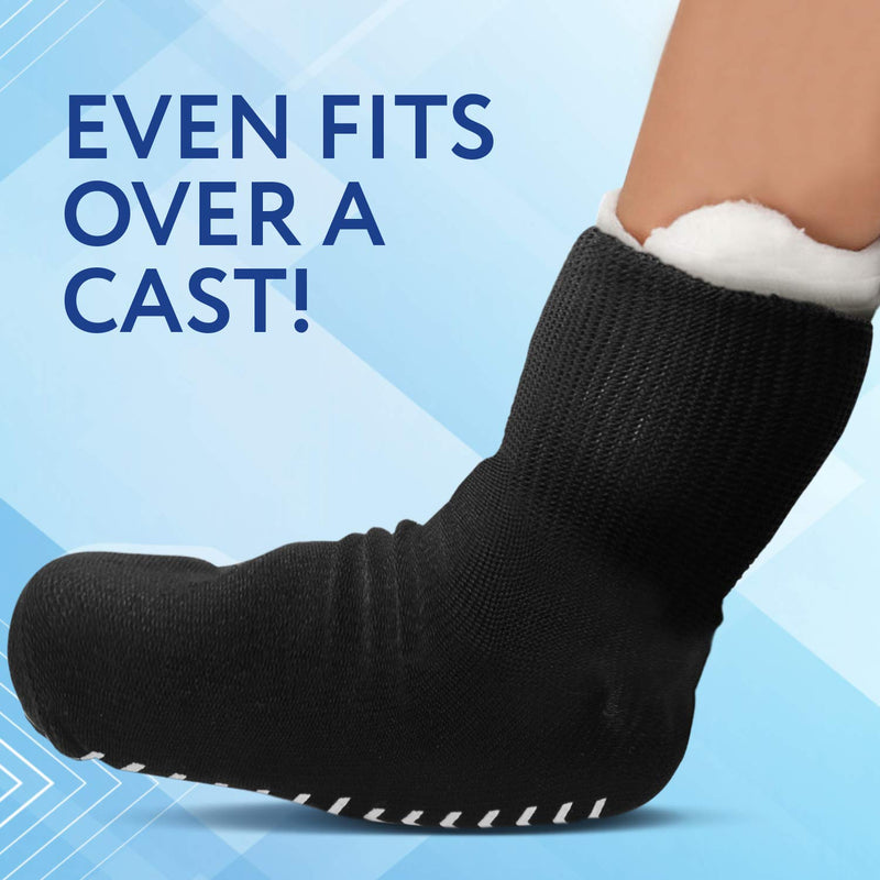 [Australia] - 2 Pairs of Super Wide Socks With Non-Skid Grips for Lymphedema - Bariatric Sock - Oversized anti-slip Sock Stretches up to 30'' Over Calf for Swollen Feet and Mens and Womens Legs - One Size Unisex 