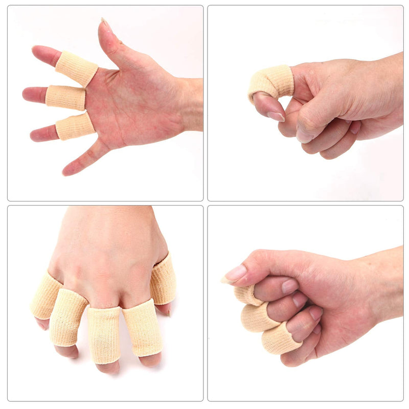 [Australia] - Senkary 20 Pieces Finger Sleeves Protectors Thumb Brace Support Elastic Compression Protector for Relieving Pain, Arthritis,Trigger Finger, Sports (Beige) Beige 