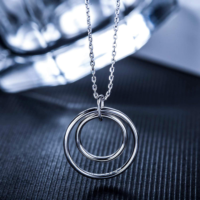 [Australia] - CHICLOVE Mother Daughter Necklace - Sterling Silver Two Interlocking Infinity Double Circles Engraved Mother and “Daughter” 