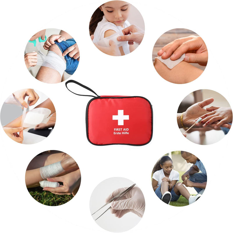 [Australia] - HONYAO® Mini First Aid Kit 90 Pcs, Small Travel First-Aid Bag, Compact Survival Kit for Outdoor Home Office Car Camping Hiking Children Motorbike Red 