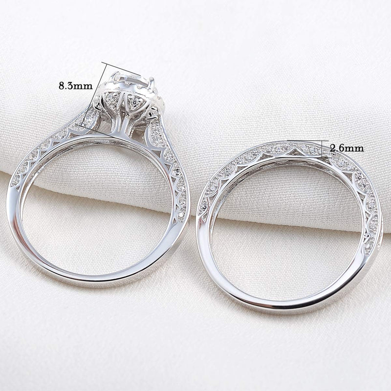 [Australia] - Newshe Wedding Rings for Women Engagement Ring Set 925 Sterling Silver 2.4Ct Round White AAA Cz Size 5-12 