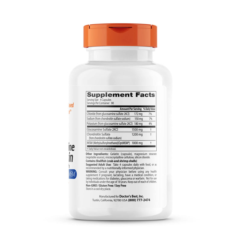 [Australia] - Doctor's Best Glucosamine Chondroitin MSM with OptiMSM, Supports Healthy Joint Structure, Function, & Comfort, Non-GMO, Gluten Free, Soy Free, 360 Count 