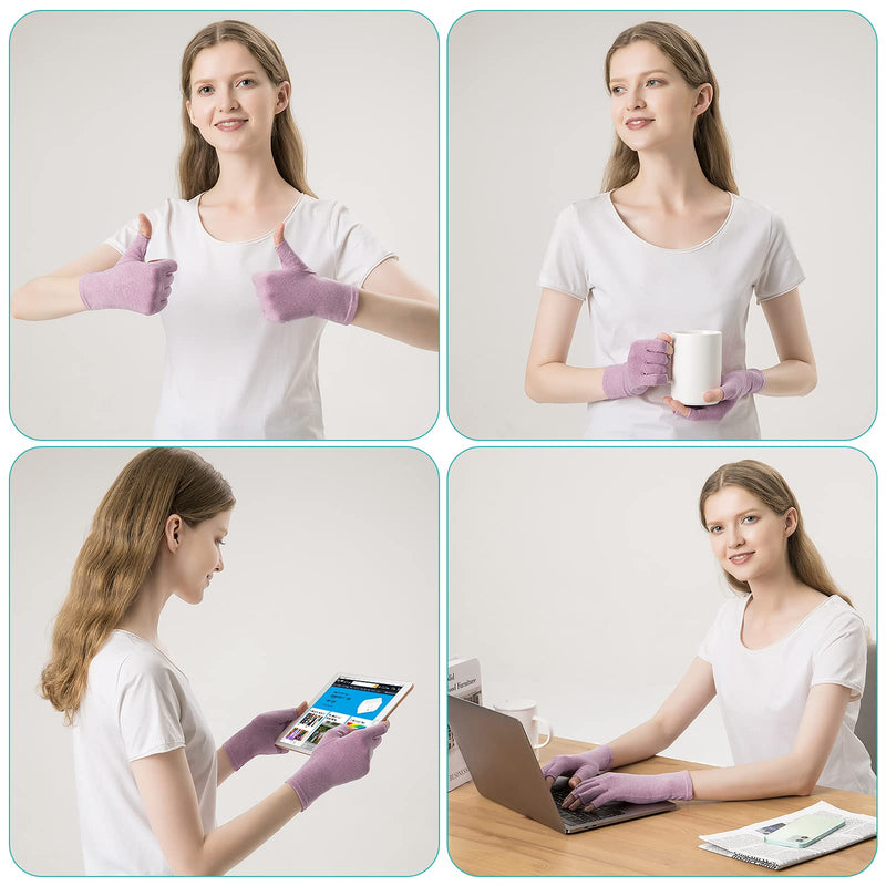 [Australia] - 2 Pairs Arthritis Compression Gloves for Relieve Rheumatoid Arthritis, Osteoarthritis, Carpal Tunnel, Joint Pain, Open Fingerless Gloves, Fit for Women and Men to Daily Work and Computer Typing (Purple, Medium) Purple 