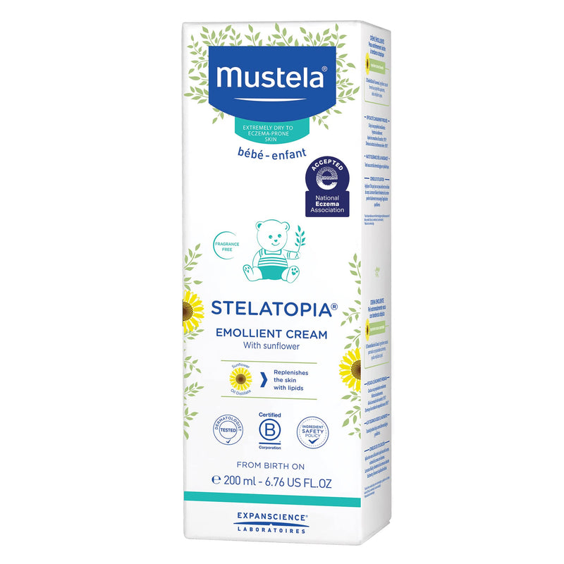 [Australia] - Mustela Stelatopia Eczema-Prone Skin Emollient Baby Cream - Moisturizing Body Lotion with Natural Avocado & Sunflower Oil - Fragrance-Free - 6.76 fl. oz. 