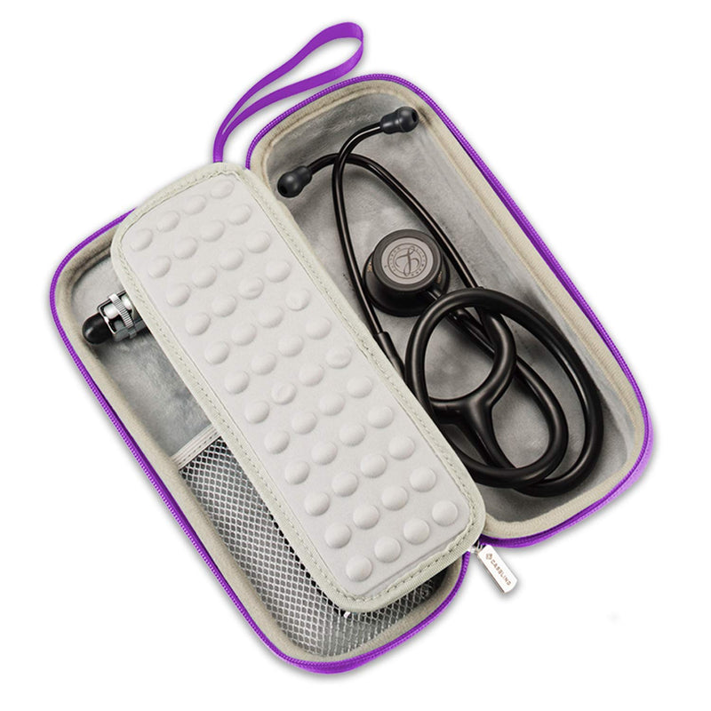 [Australia] - Caseling Hard Stethoscope Case Compatible with 3M Classic III, Lightweight II S.E, Cardiology IV Diagnostic, Includes ID Slot and Mesh Pocket for Nurse Accessories (Purple - Pu Leather) Purple - Pu Leather 