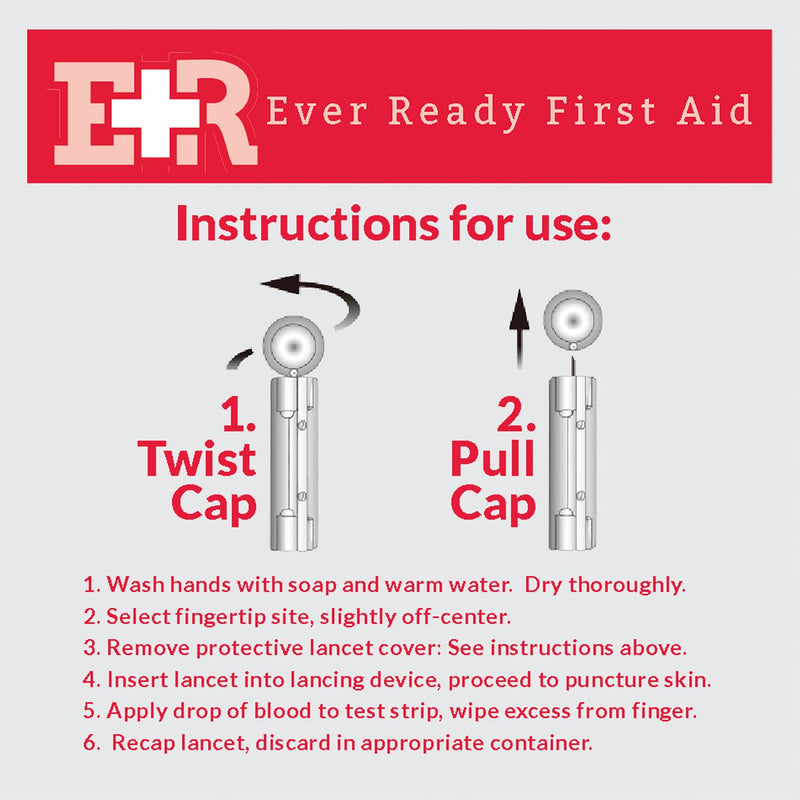 [Australia] - Ever Ready First Aid Sterile Twist-Cap Lancets 30G Purple - 150 Count 