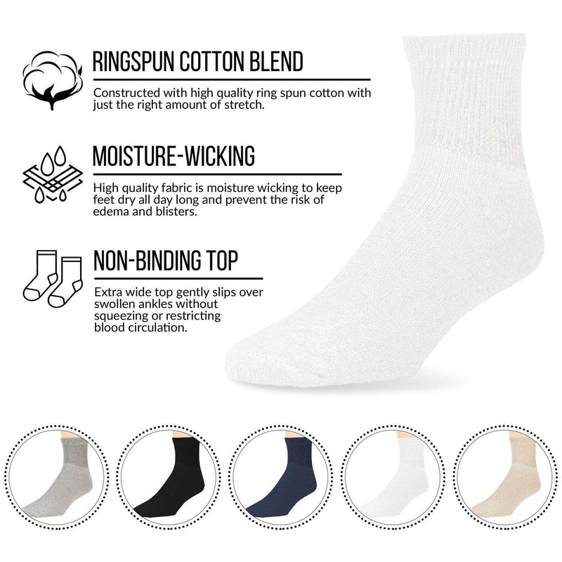 [Australia] - Big and Tall Diabetic Neuropathy Ankle Socks, King Size Mens Athletic Quarter Socks (Size: 13-16) Black 6 