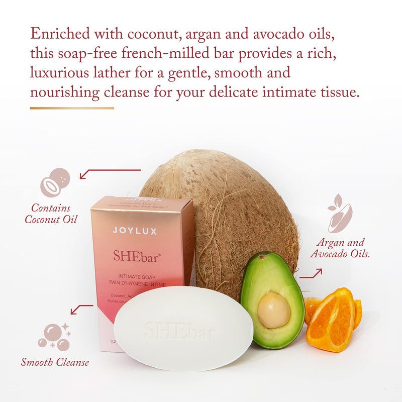 [Australia] - Joylux SHEBar | Yoni Bar Soap for Women | Intimate Wash | With Coconut Oil and Argan Oil | pH Balance for Women | Intimate Care 