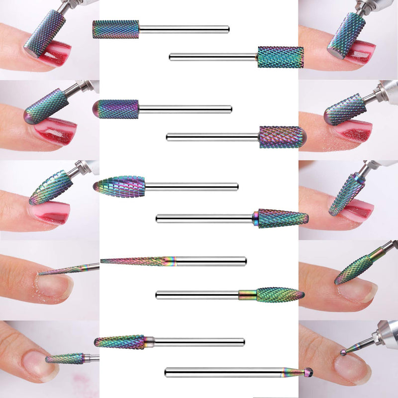 [Australia] - Makartt Nail Drill Bits Set, 10Pcs Tungsten Carbide Nail Drill Bits Remove Acrylic Poly Nail Gel Nail Polish B-36, 3/32 inch for Acrylic Gel Nails Cuticle Manicure Pedicure 