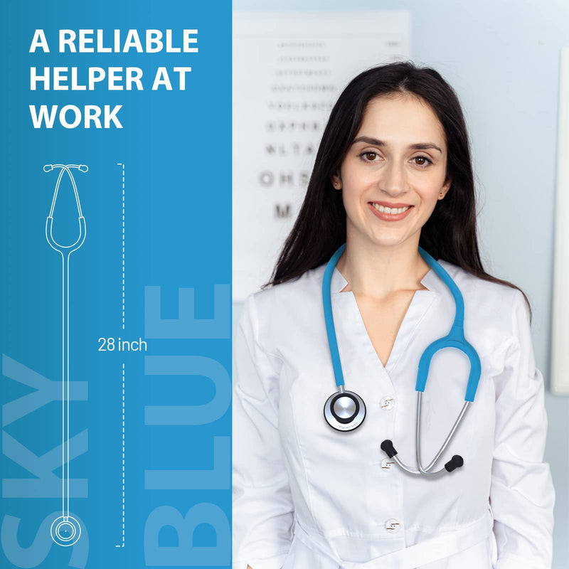 [Australia] - Dual Head Stethoscope for Medical and Home by FriCARE, Classic Lightweight Design, Stethoscope for Adult, Gift for Nurses, Doctors, Medical Students, 28 inch (Sky Blue) Sky Blue 