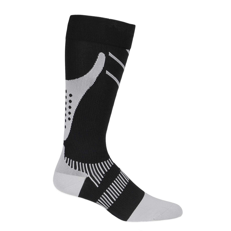[Australia] - NuVein Compression Socks, 15-20 mmHg Support for Athletic Performance and Medical Recovery, Knee High, Closed Toe, Silver on Black, Large 