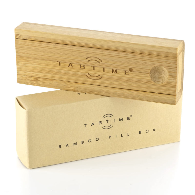 [Australia] - TabTime Bamboo Small Daily Pill Box, 4 Compartment Tablet Organiser, Perfect for Pills and Supplements 