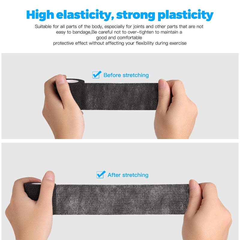 [Australia] - Bandage Wrap Self Adhesive Bandage Wrap Breathable Cohesive Bandage Wrap Rolls Athletic Elastic Self Adherent Wrap for Sports Injury ,Wrist, Ankle Sprains (Black, 4 Inch (Pack of 8)) Black 4 Inch (Pack of 8) 