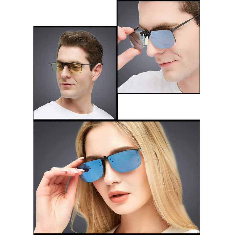 [Australia] - Polarized Clip-on Sunglasses Anti-Glare Driving Glasses for Prescription Glasses Black + Green 