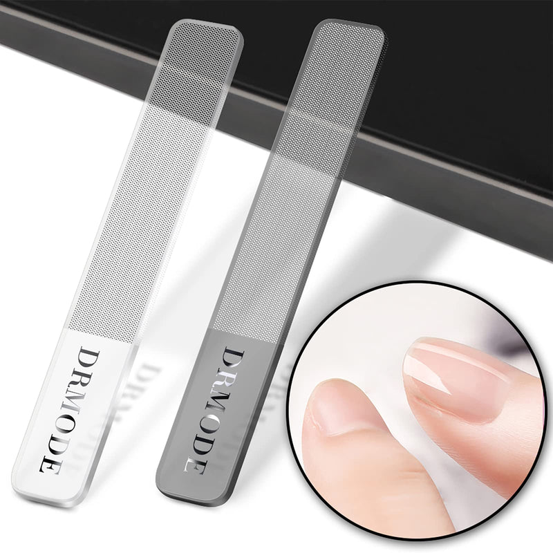 [Australia] - Glass Nail Shiner - 2PC Upgrade Glass Nail File for Natural Nails Nano Nail Buffers Crystal Shine Polisher, DR. MODE Professional Manicure Tools Kit for Acrylic Nail Care 2 Count (Pack of 1) 