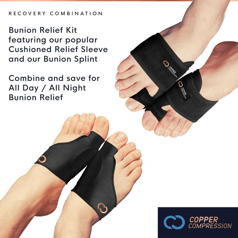 [Australia] - Copper Compression Bunion Corrector And Bunion Relief Kit. 1 Pair of Bunion Cushions + 1 Pair of Bunion Splint Correctors. Bunion Pads Sleeve + Big Toe Splint for Women + Men Relief For Bunions, Feet Small/Medium (2 Pair) 