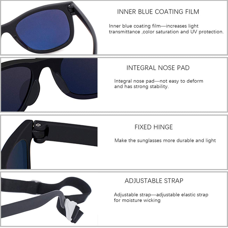[Australia] - MAXJULI Baby Infant Sunglasses Safe, Soft, With Adjustable Strap 0-24 Months BPA Free 7002 A-black/Black+black/Blue 