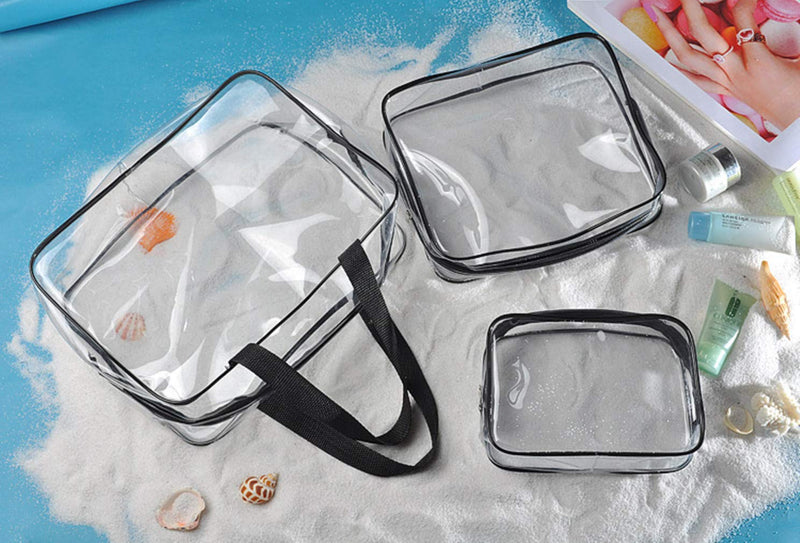 [Australia] - Dzrige Clear Makeup Bags Cosmetic Makeup Bags Waterproof PVC with Zipper Handle Portable Luggage Pouch Storage Diaper Pen Bags,Air Travel Toiletries Gym Bathroom Organization 
