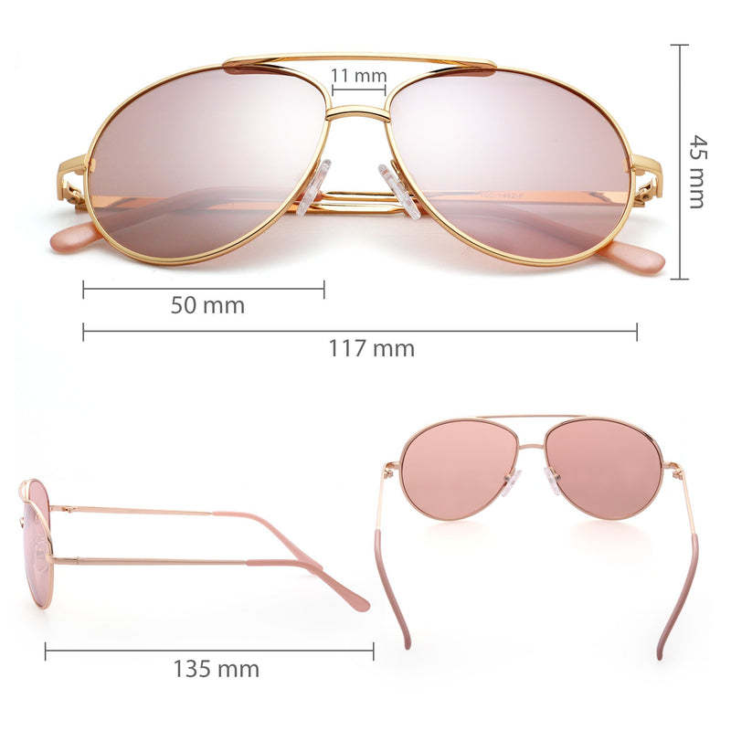 [Australia] - Aviator Sunglasses for Kids Girls Boys Children, Small Face Eyewear for Age 3-12, UV Protection, with Case, Lightweight Gold Frame Pink Lens 50 Millimeters 