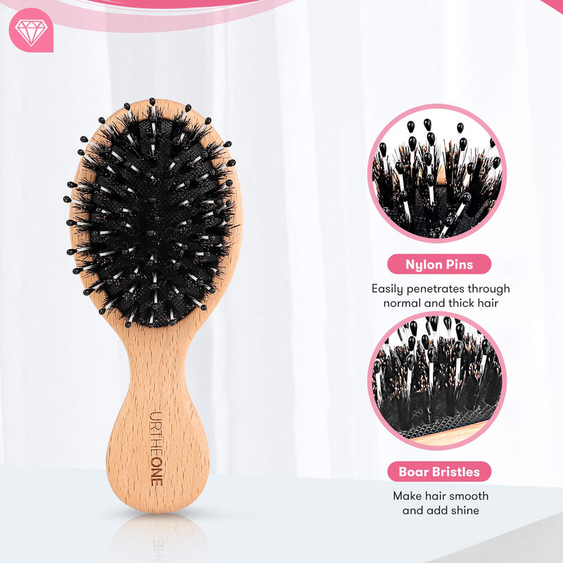 [Australia] - Hair Brush Mini Boar Bristle Hairbrush Pocket Travel Small Paddle Hair Brush for Men Women Kids for Thick Curly Thin Long Short Wet or Dry Hair Detangle Massage Add Shine Black1 