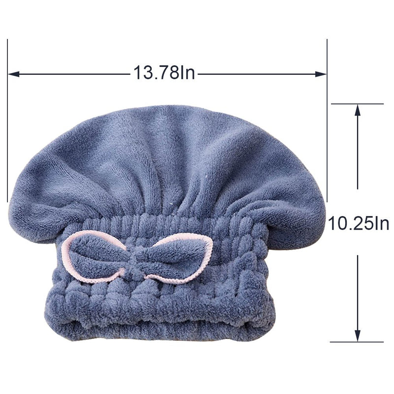 [Australia] - SweetCat 2PC Microfiber Hair Drying Caps, Extrame Soft & Ultra Absorbent, Fast Drying Hair Turban Wrap Towels Shower Cap for Girls and Women (Blue+Beige)… Blue+beige 