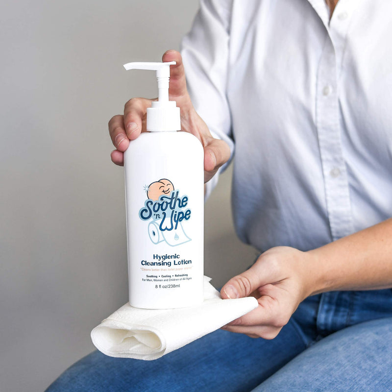 [Australia] - Soothe 'n Wipe 8 Oz Wipe Hygienic Cleansing Lotion, Flushable Wipe Alternative with Aloe & Moisturizers, Toilet Paper Moistener for Clean, Soft & Smooth Bum, Butt Cleaner, Sanitizing Lotion for Anus 8 Fl Oz (Pack of 1) 