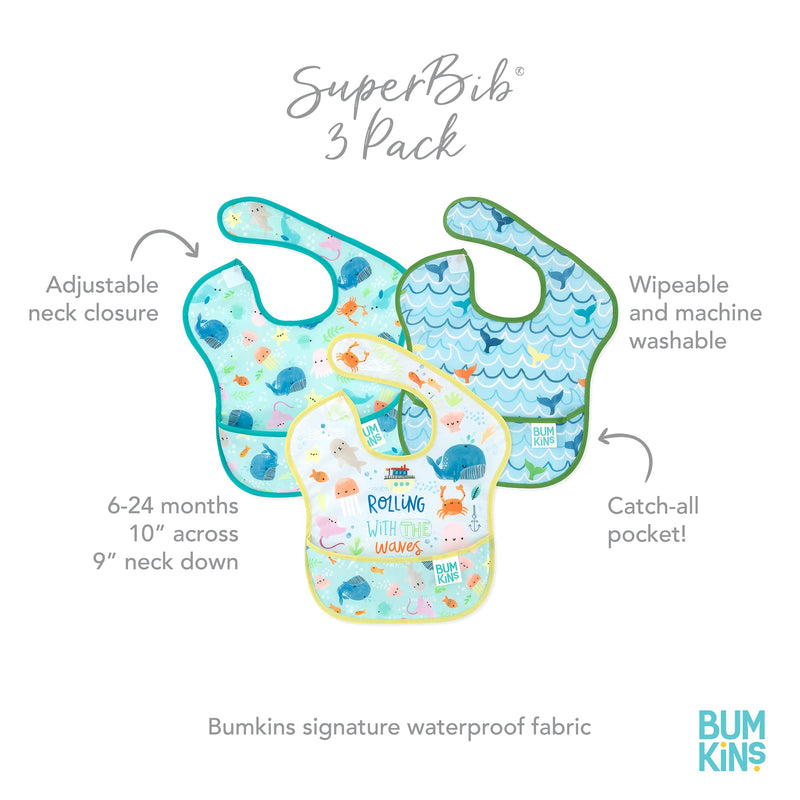 [Australia] - Bumkins baby-boys Bumkins Pack of 3 Rolling Waves 