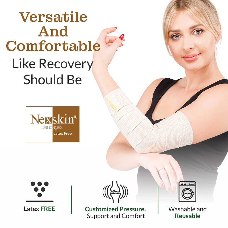 [Australia] - Nexskin (2” Wide, 1 Pack) | Latex Free Organic USA Cotton | Stretch Elastic Athletic/Medical Compression Bandage Hook & Loop Fasteners Both Ends | Lifetime Washable Reusable 2 Inch (Pack of 1) 