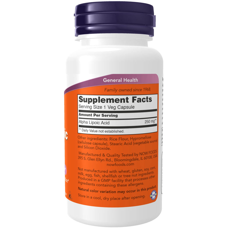 [Australia] - NOW Supplements, Alpha Lipoic Acid 250 mg, Supports Glutathione Production*, Free Radical Scavenger*, 60 Veg Capsules 