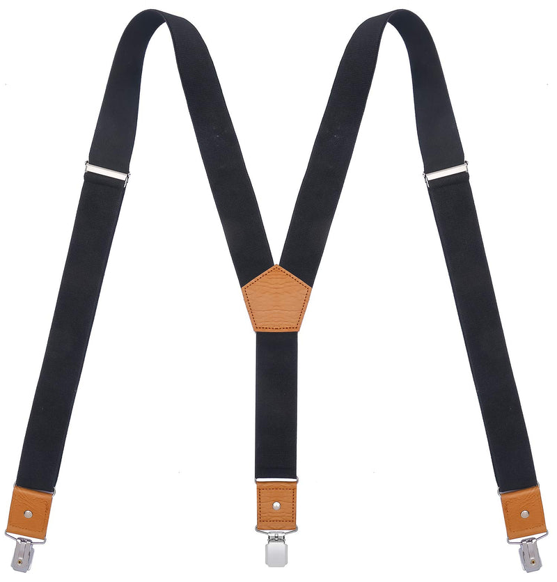 [Australia] - BODY STRENTH Mens Suspenders Adjustable Y Back Elastic with Strong Clips Black 47 inches 