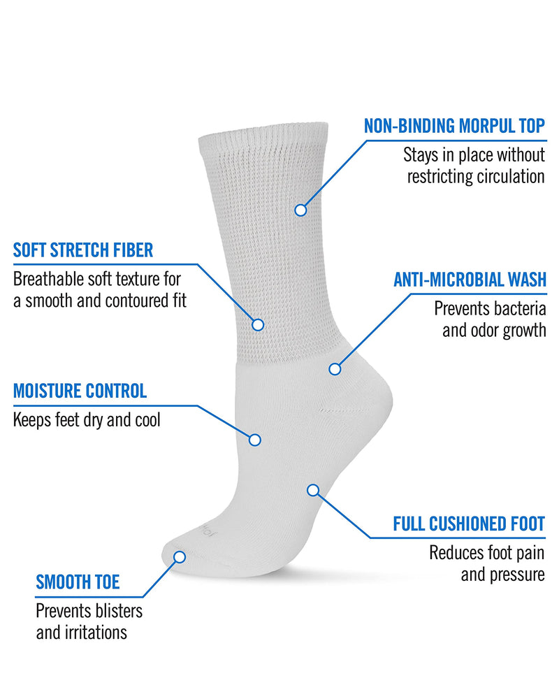 [Australia] - MeMoi 2 Pair Diabetic Full Cushion Crew Sock 10-13 Black/Black 