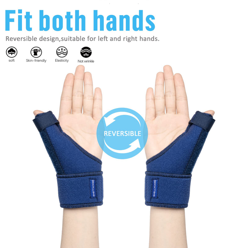 [Australia] - Thumb Splint, Shellvcase Reversible Thumb Brace Fits Left Right Hand Women and Men, Thumb Spica Splint for Pain Relief, Arthritis, Tendonitis, Sprained and Carpal Tunnel Supporting (Blue) Blue 