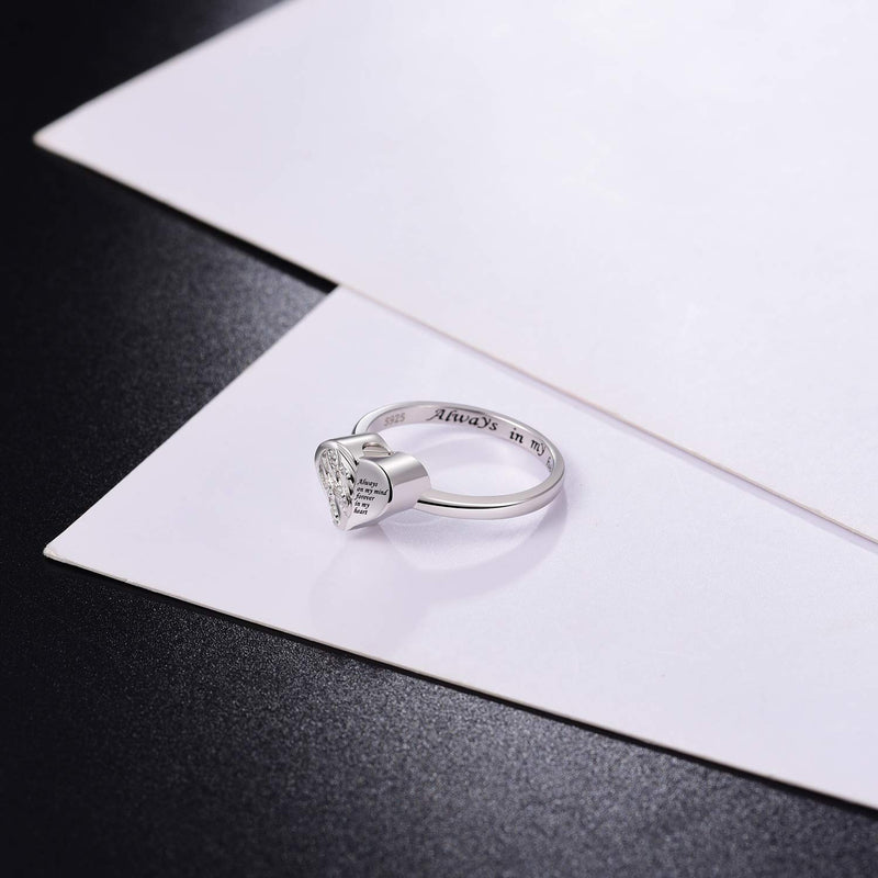 [Australia] - IOHUPCI 925 Sterling Silver Cremation Urn Ring Holds Loved Ones Ashes Angel Wing Heart Cremation Keepsake Ring Jewelry for Pet Human Ash 7 