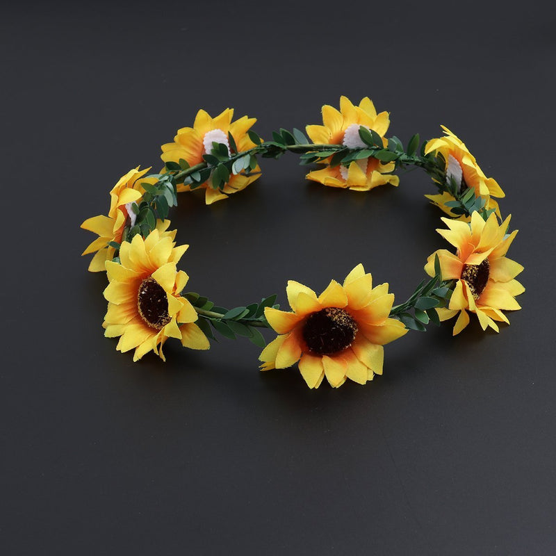 [Australia] - Frcolor Sunflower Headband Floral Flower Crown Hair Band Hair Wreath Headpiece (Garland) 