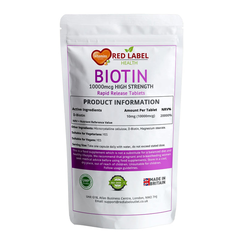 [Australia] - Biotin 10,000mcg - 30 Tablets (1 Month Supply) - Hair Growth Supplement, Skin, Nails for Men & Women | Vegetarian | Vegan | Made in UK. 1 count (Pack of 30) 