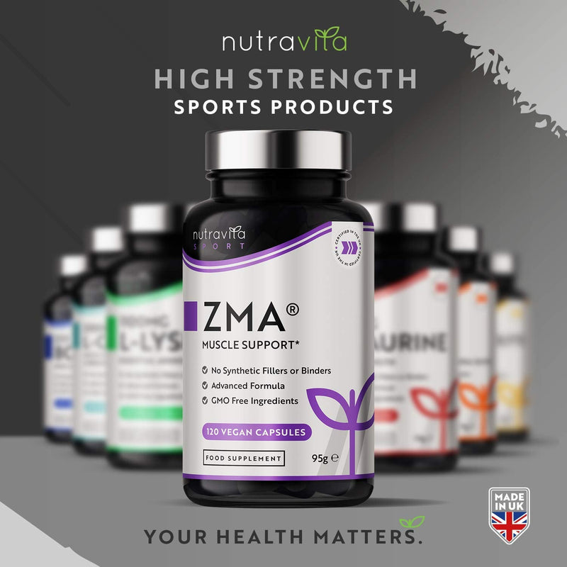 [Australia] - ZMA High Strength - 120 Vegan Capsules - Test Booster - Contributes to Testosterone Levels, Normal Muscle Function & Energy Yielding Metabolism - Zinc Magnesium & Vitamin B6 - Made by Nutravita 