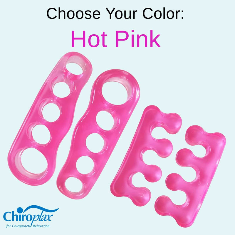 [Australia] - Chiroplax Gel Toe Stretchers Separators (2 Pairs w/Pouch) Toe Spacer Spreader for Bunion Relief, Hammer Toes, Toe Straightener (Hot Pink) Hot Pink 