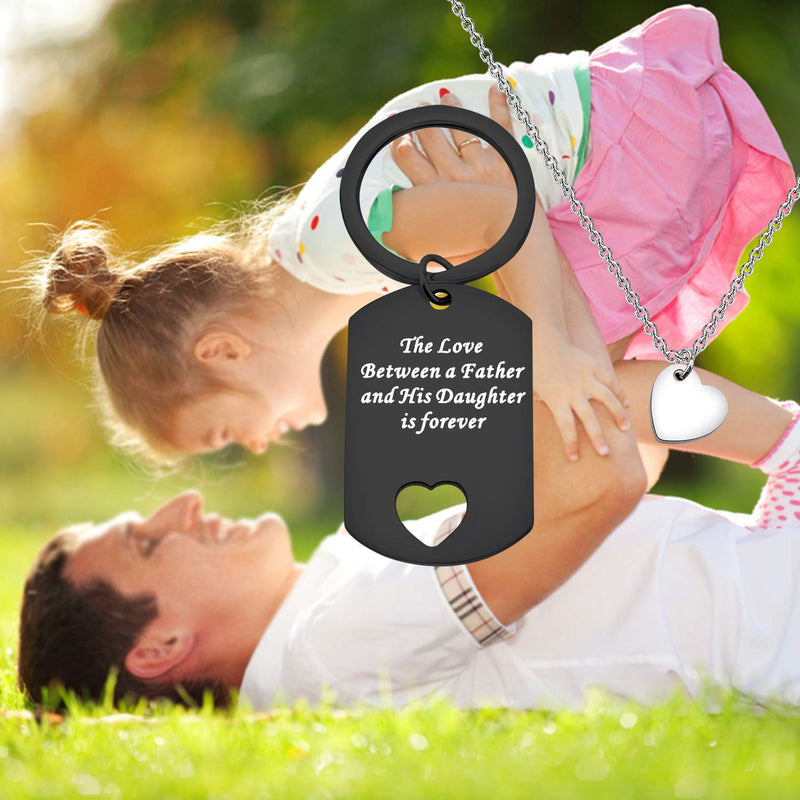 [Australia] - TGBJE Father Daughter Gift The Love Between A Father and His Daughters is Forever Keychain Necklace Set Gifts for Daughter from Dad BL 1 Daughter 