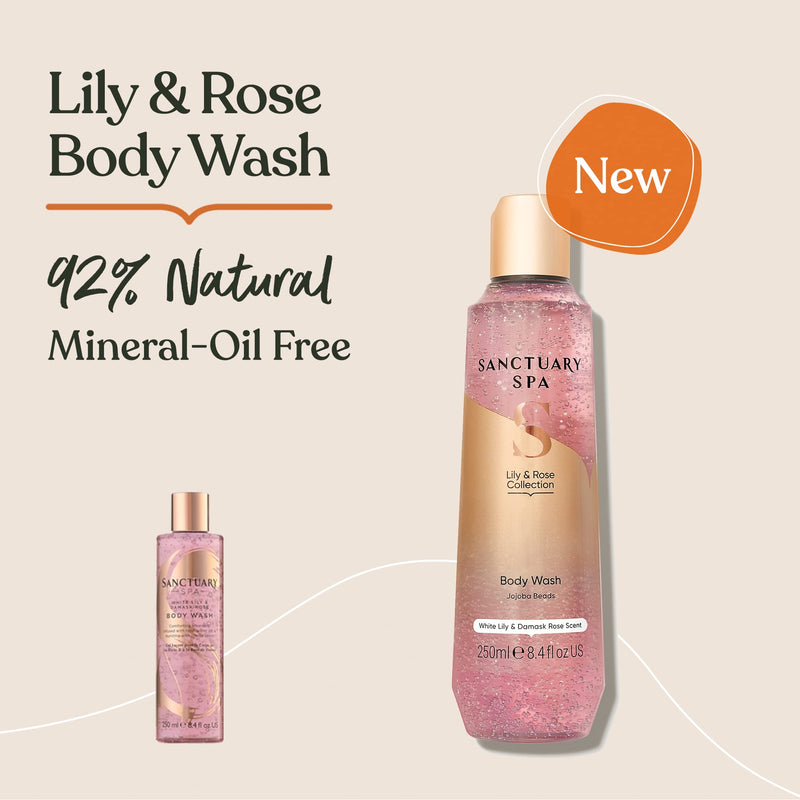 [Australia] - Sanctuary Spa Lily & Rose Body Wash for Women, No Mineral Oil, Cruelty Free & Vegan Shower Gel, 250ml New Version 