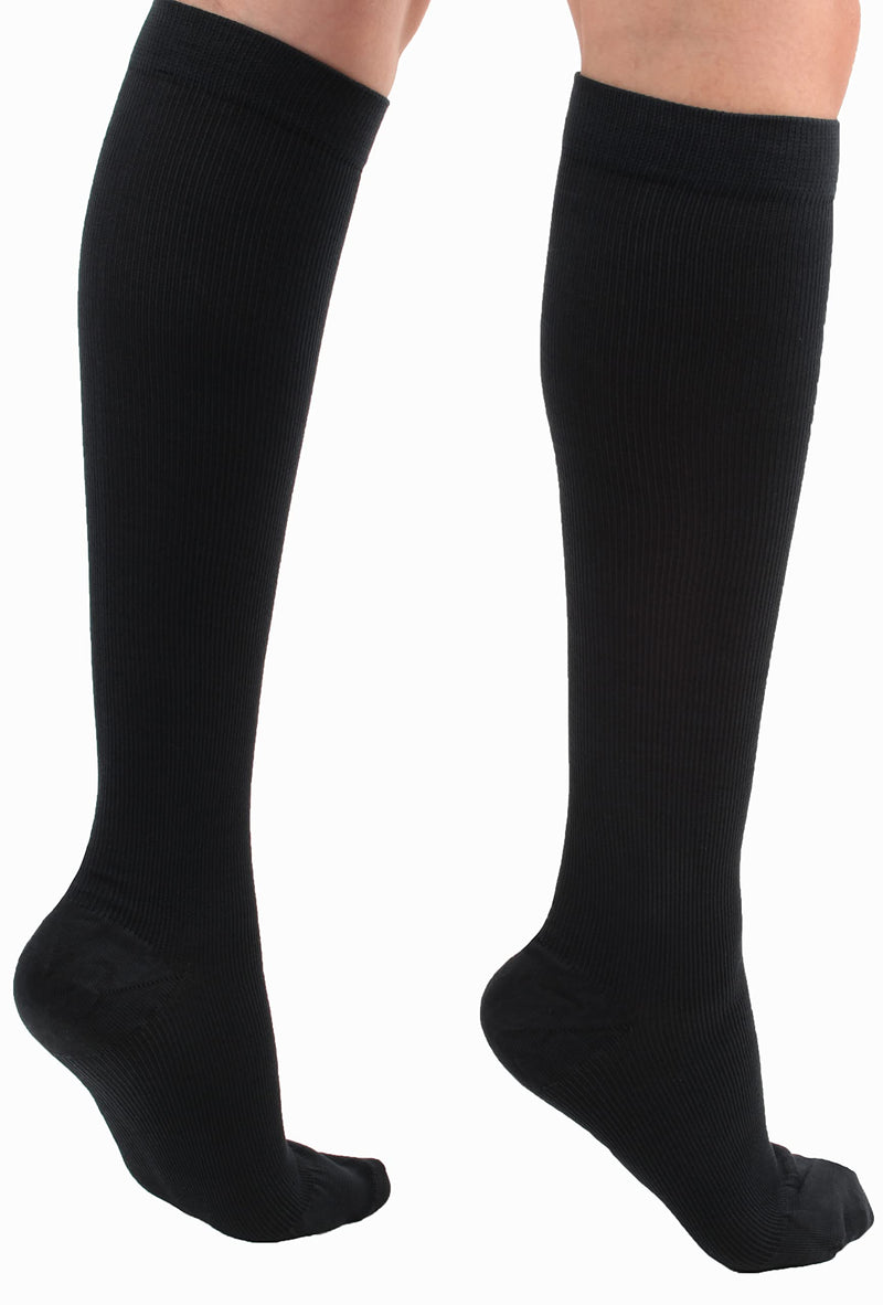 [Australia] - Opaque Cotton Compression Socks for Women and Men Circulation 20-30mmHg - Compression Knee High Stockings for Women and Men 20-30mmHg with Circulation - Made in USA by Absolute Support - Black, Large 