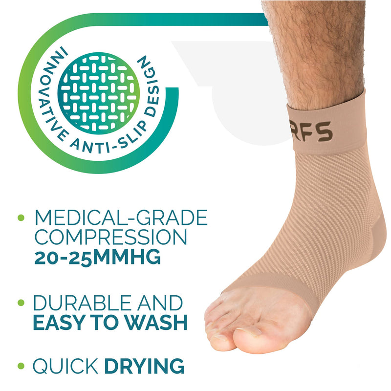 [Australia] - Plantar Fasciitis Foot Compression Sleeves for Injury Rehab & Joint Pain. Best Ankle Brace - Instant Relief & Support for Achilles Tendonitis, Fallen Arch, Heel Spurs, Swelling & Fatigue (Beige, MED) Medium Beige 