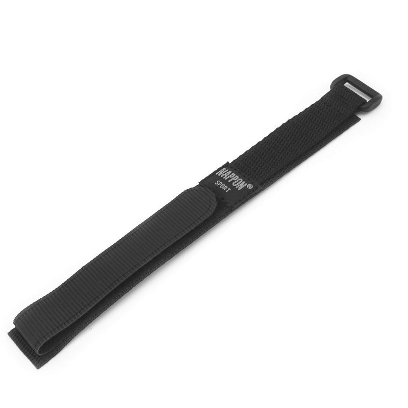 [Australia] - IVAPPON Hook Loop Sport Watch Strap 18mm 20mm Nylon Straps Black Blue Fastening Watchband… 18mm, Long length Black with Grey(Black Plastic Buckle) 