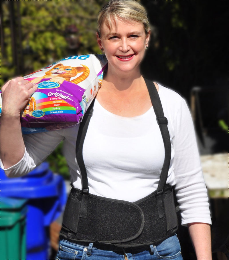 [Australia] - Back Brace Lumbar Support with Adjustable Suspenders, Hook and Loop Fastener, Breathable Back Panel Made with Spandex Material, Removable Straps Large(Pack of 1) 