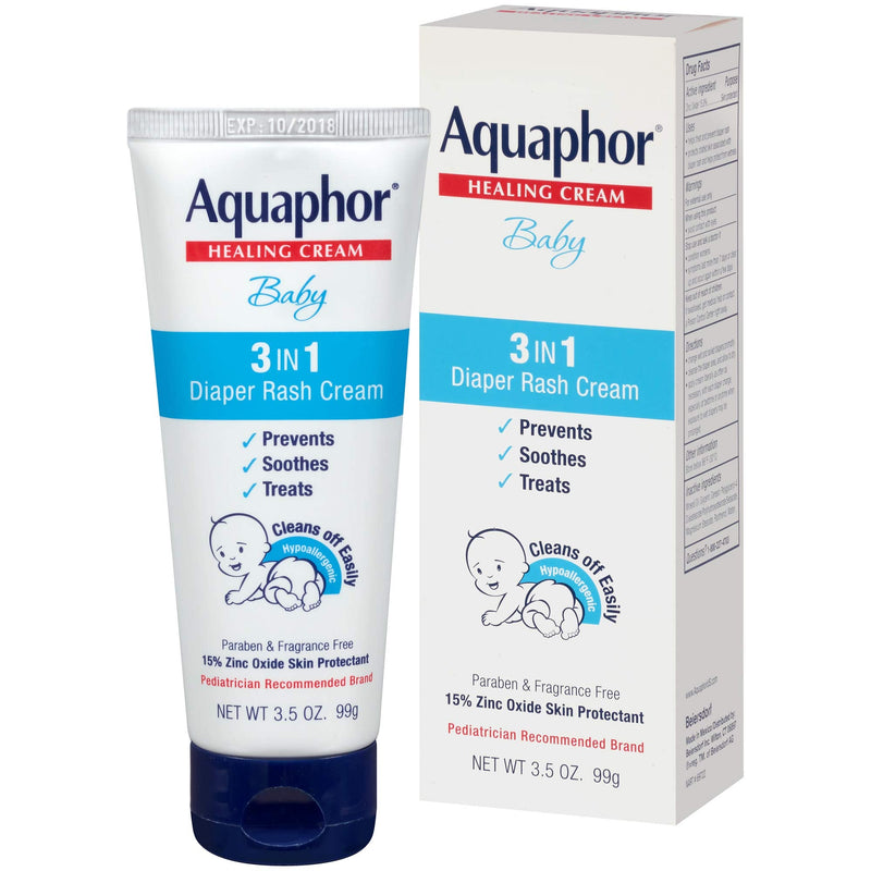 [Australia] - Aquaphor Baby Diaper Rash Cream, 3-in-1 Diaper Rash Relief, 3.5 Oz Tube, Pack of 3 