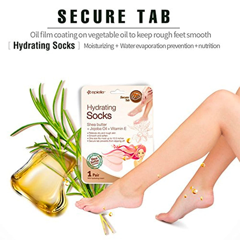 [Australia] - Epielle Hydrating Foot Masks (Socks 6pk) for foot cracked and dry heel to toe and callus Spa Masks - Shea butter + Jojoba Oil + Vitamin E Moisturize feet & soften cuticles and rough heels 