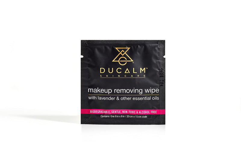 [Australia] - Natural Makeup Removing Wipes (14 Count) by Ducalm Skincare - Infused with Lavender, Sunflower and Jojoba - Gentle Towelette to Remove Resistant Makeup and Dirt - Alcohol and Paraben Free 