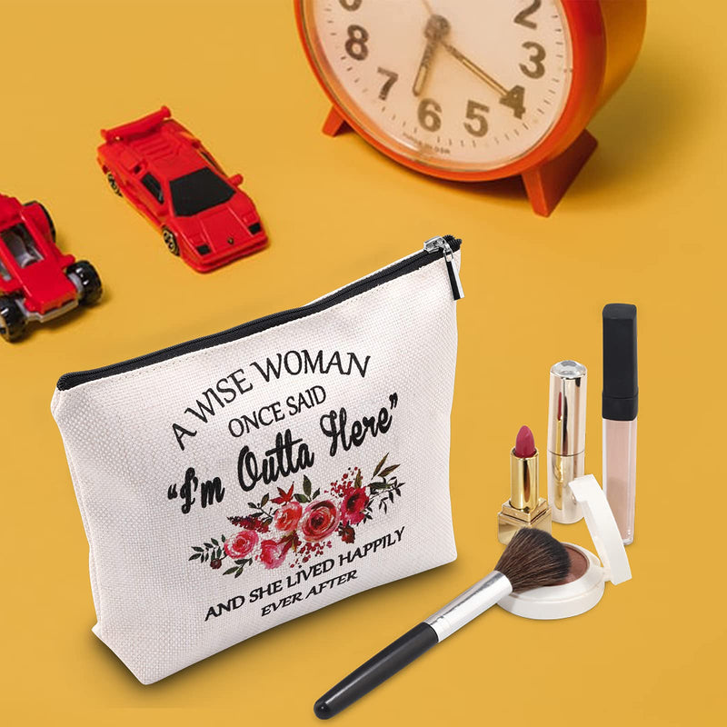 [Australia] - TSOTMO Funny Retirement Gift Enjoy Retirement Gift A Wish Woman Once Said I’m Outta Here And She Lived Happily Ever After Makeup Bag Cosmetic Bags Travel Pouches Toiletry Bag Cases (I’m Outta Here) 