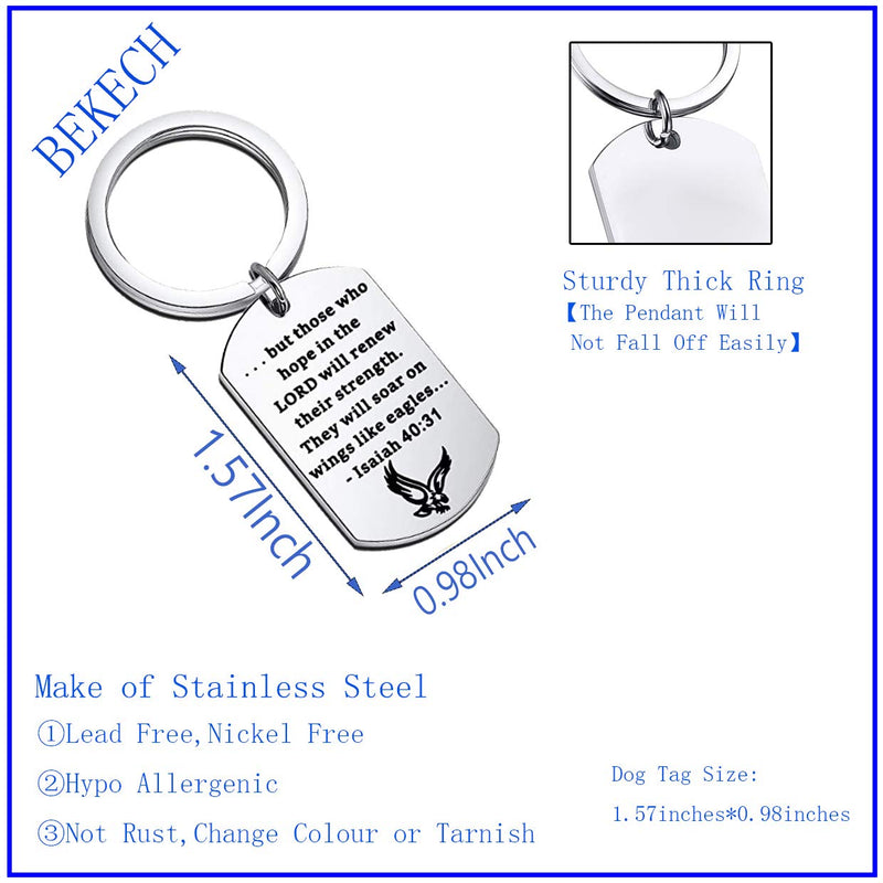 [Australia] - BEKECH Isaiah 40:31 Jewelry Christian Keychain But Those who Hope in The Lord Will Renew Their Strength They Will Soar on Wings Like Eagles Religious Jewelry Bible Verse Gift silver 