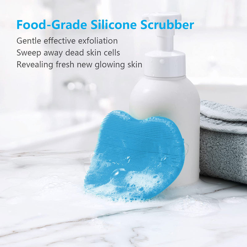 [Australia] - HieerBus Silicone Body Scrubber Brush,Bath Exfoliating Loofah Washing Sponge in Shower For All Kinds of Skins-Easy to Use and Clean,Well Lather and Quickly Dry（Light Blue)） Light Blue 