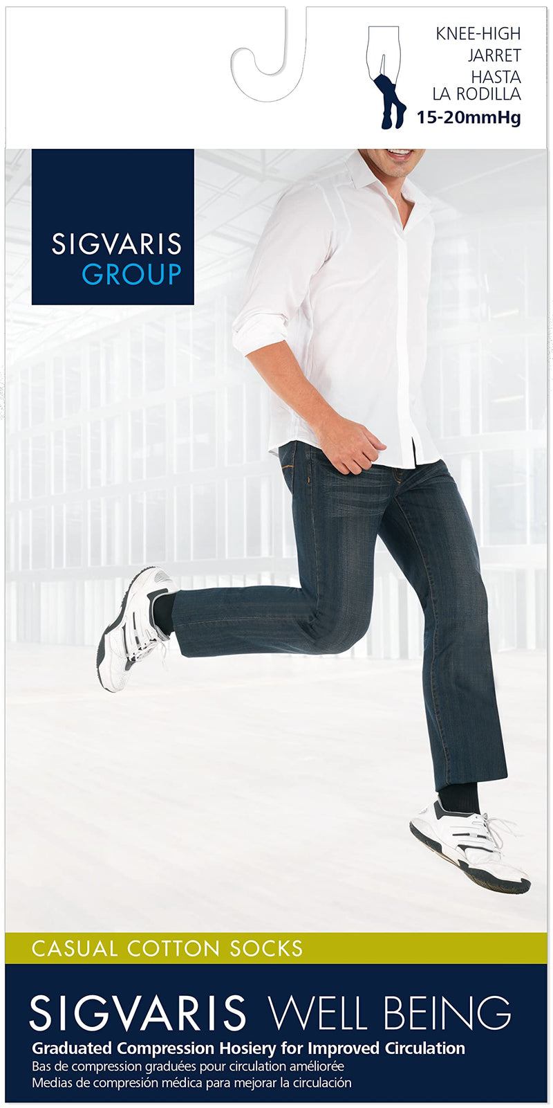 [Australia] - SIGVARIS Men's Casual Cotton 186 Calf High Compression Socks 15-20mmHg 9-11 Black 